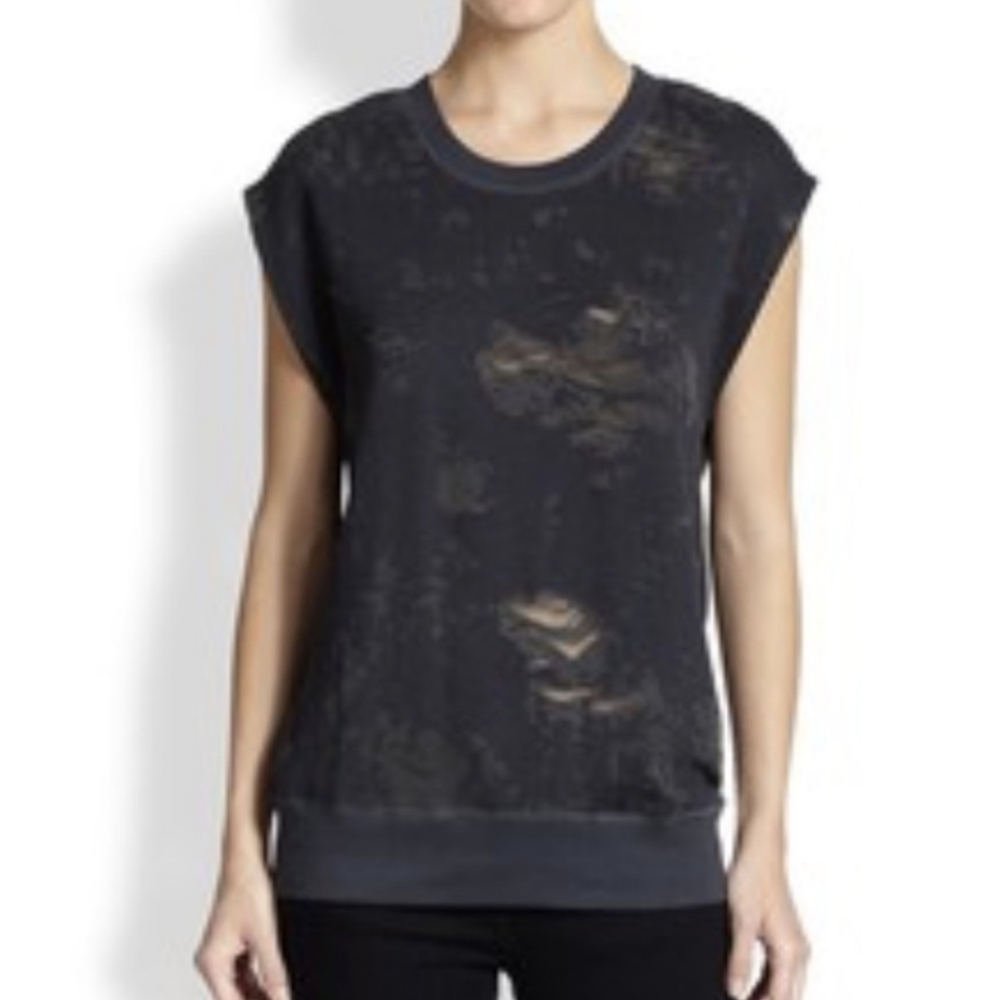 IRO Jeans NUALA sleeveless Punk Sweatshirt M distressed Terrycloth Goth top